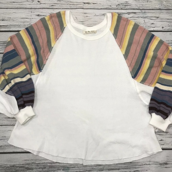 ⚡️SOLD⚡️Free People Top White Rainbow Dreams Tunic Blossom Long Sleeves Boho - Picture 7 of 8